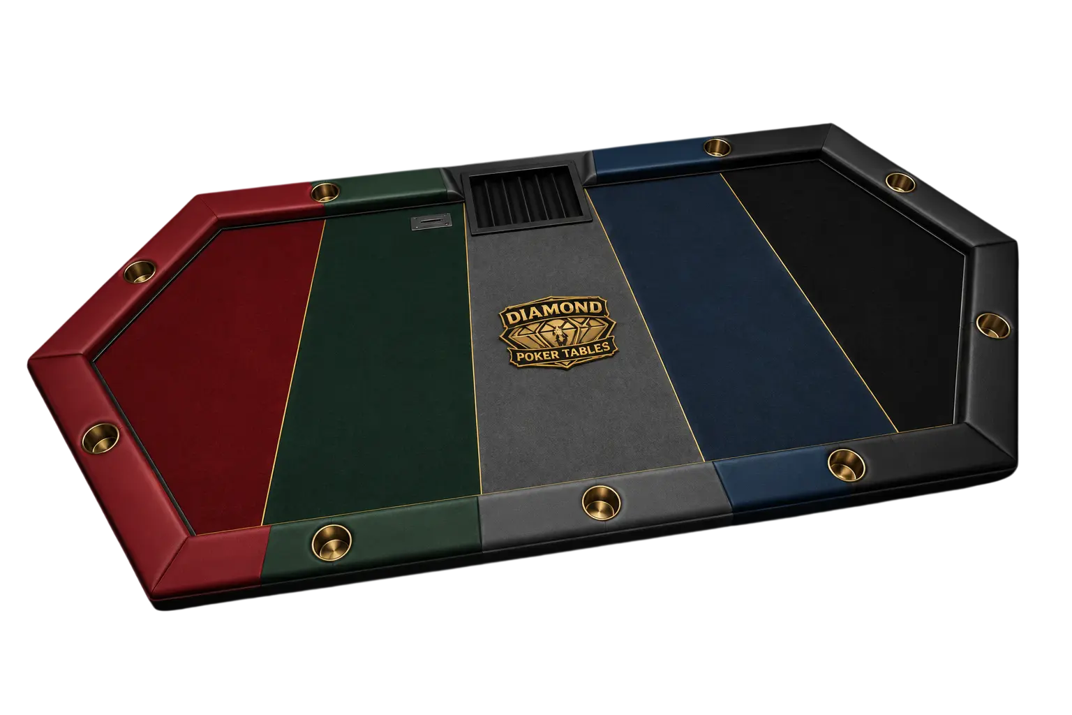 Diamond poker table with chips and cards
